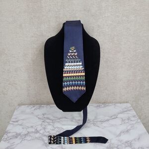 Vintage 12 Days of Christmas Silk Necktie Men's Tie Novelty Blue